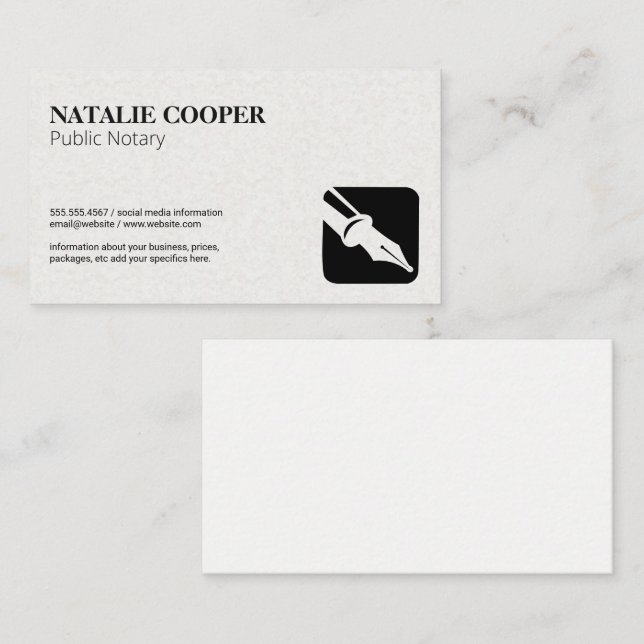 Black Ink Pen Logo Business Card (Front/Back)