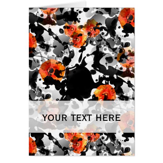BLACK INK & POPPIES pattern + your backgr. & ideas Cards (Front)