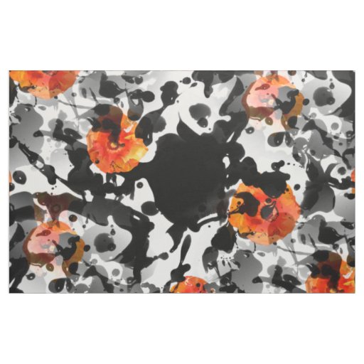 BLACK INK & POPPIES pattern + your backgr. & ideas Fabric