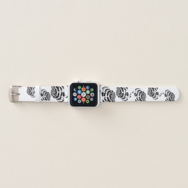 Black Ink Rose  Apple Watch Band (Front)