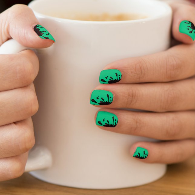 Black ink splash on Emerald Green Minx Nail Art (Insitu - Mug)