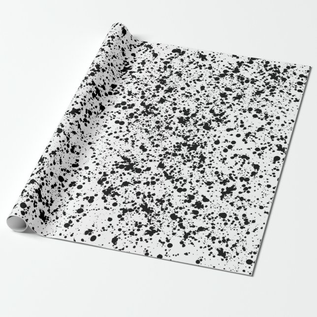 Black ink stain splatter gift wrapping paper (Unrolled)