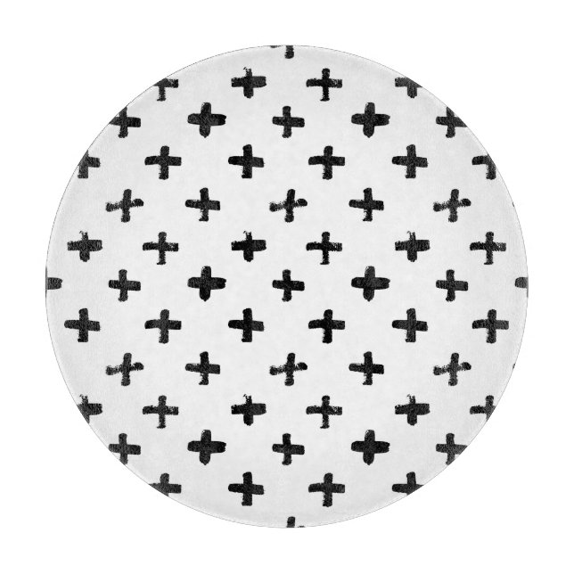 Black Ink Stoke Cross Pattern Cutting Board (Front)