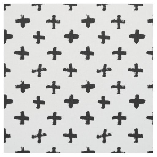Black Ink Stoke Cross Pattern Fabric