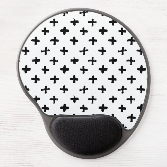 Black Ink Stoke Cross Pattern Gel Mouse Pad (Front)