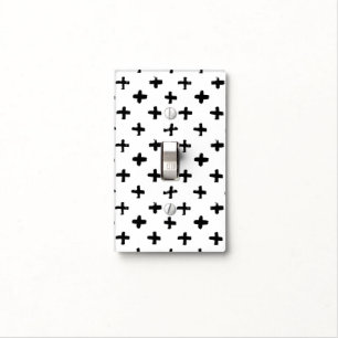 Black Ink Stoke Cross Pattern Light Switch Cover
