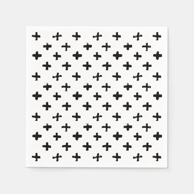 Black Ink Stoke Cross Pattern Napkins (Front)
