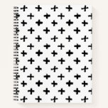 Black Ink Stoke Cross Pattern Notebook