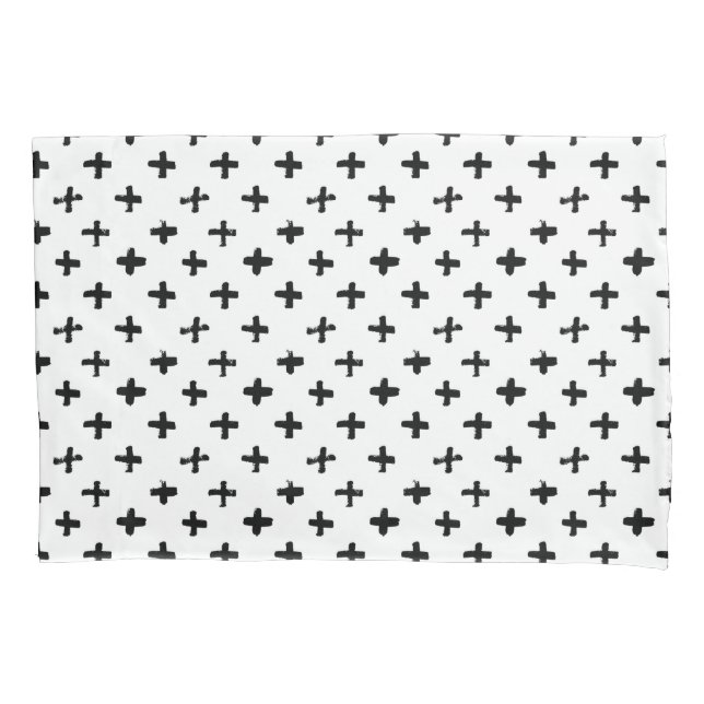 Black Ink Stoke Cross Pattern Pillow Case (Front-Left)