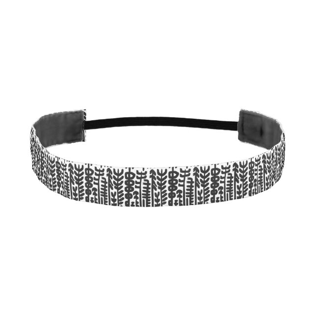 Black Ink Stroke Tree Pattern Athletic Headband (Front)