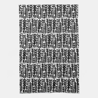 Black Ink Stroke Tree Pattern Kitchen Towel