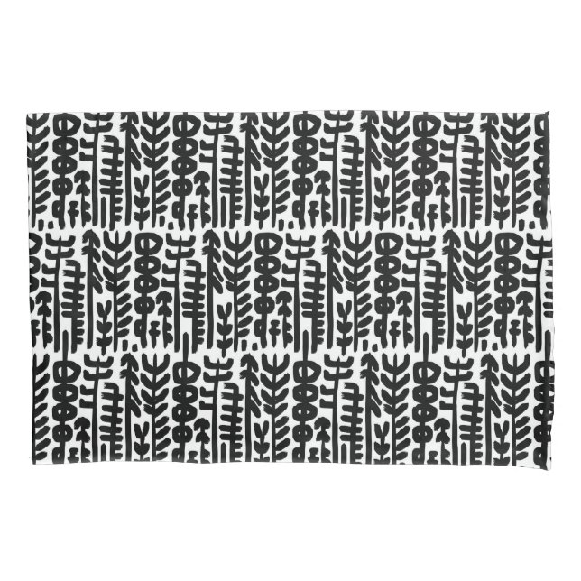 Black Ink Stroke Tree Pattern Pillow Case (Front-Left)