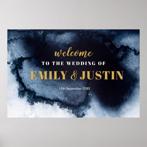 Black Ink Watercolor welcome wedding banner Poster