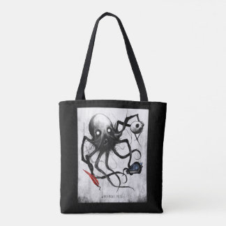 Black Inky Bones Press Octopus Tote Bag