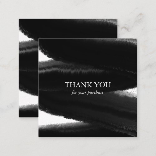 Black Inky Paint Bold Brushstroke Order Thank You Square Business Card
