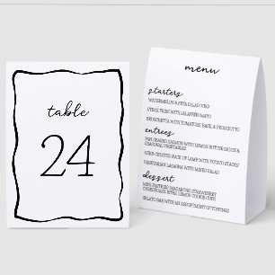 Black Inky Wave Frame Table Number + Menu Paper Table Tent