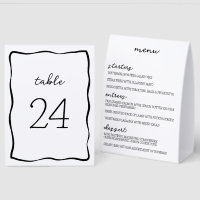 Black Inky Wave Frame Table Number + Menu
