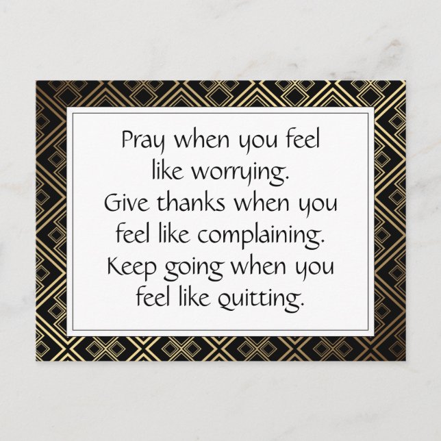 Black Inspirational Life Encouragement Quotes Postcard (Front)