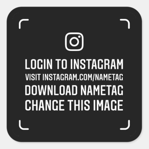 Black Instagram nametag social media marketing Square Sticker
