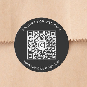 Black Instagram QR Code Classic Round Sticker