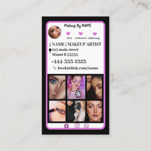 Black Instagram QRcode Makeup Artist Social Media Business Card