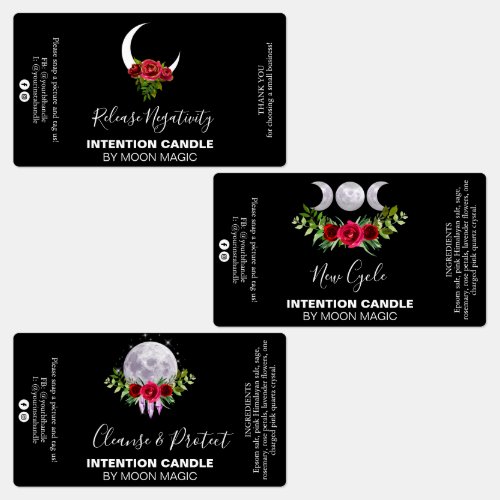 Black Intention Spell Candle Labels