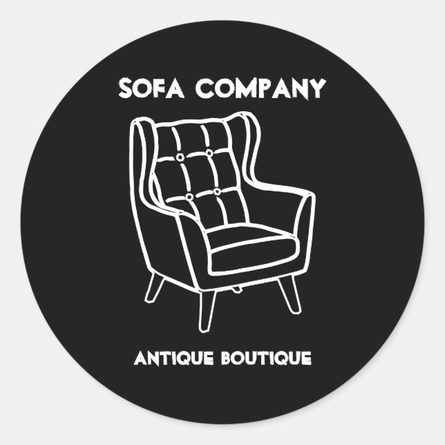 Black Interior Sofa Classic Round Sticker (Front)