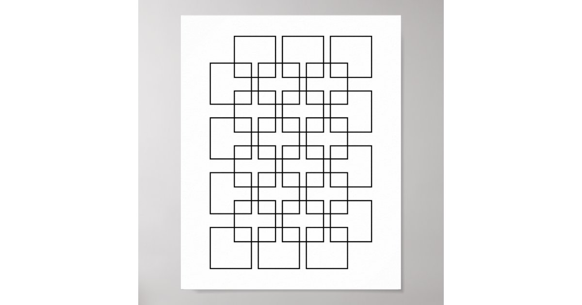 Black Interlocking Squares Geometric Print | Zazzle