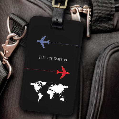 black international airplane travel luggage tag