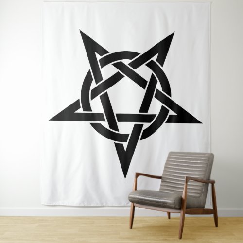Black Inverted Pentagram Tapestry