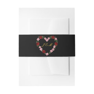 Black invitation belt with a pink heart belly band