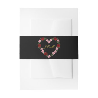 Black invitation sash with a pink heart belly band