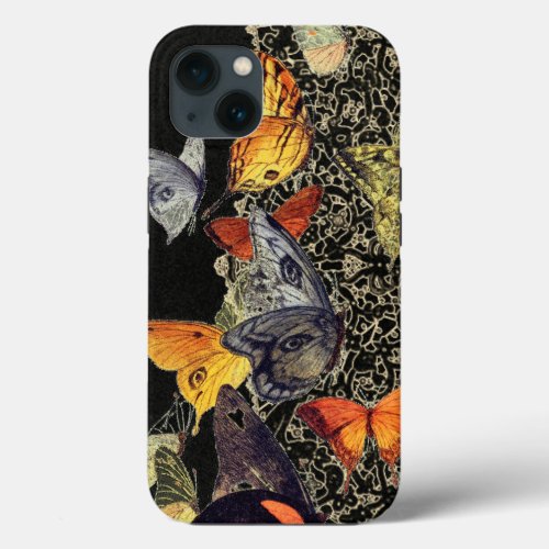 BLACK iPhone iPad case BUTTERFLIES AND LACE DESIGN