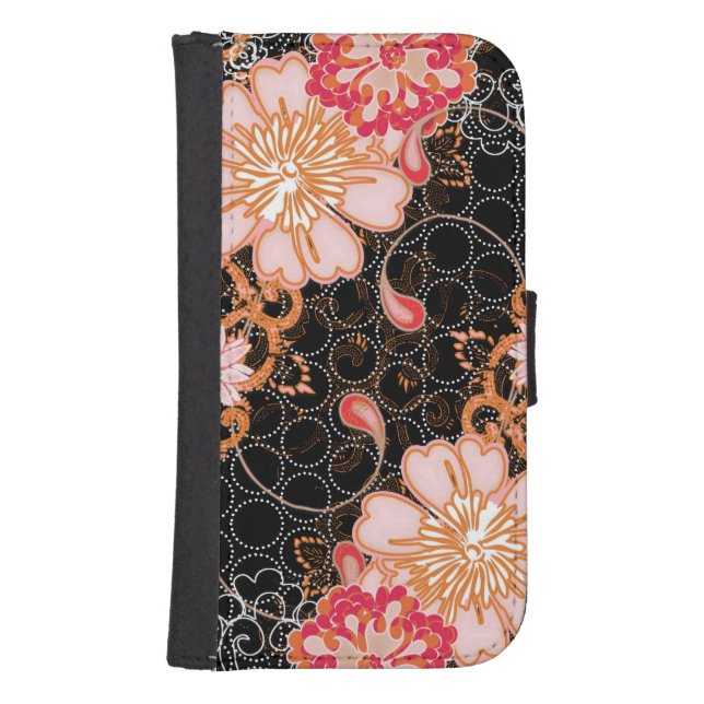 Black iPhone Samsung Galaxy S4 Wallet Case (Front)