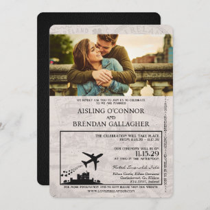 Black Ireland Passport Wedding Invitation