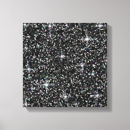 Black iridescent glitter canvas print