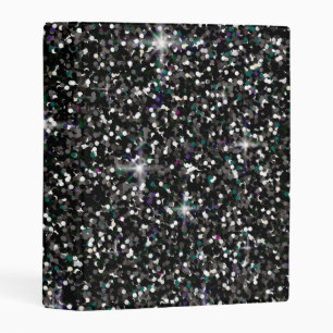 Black iridescent glitter mini binder
