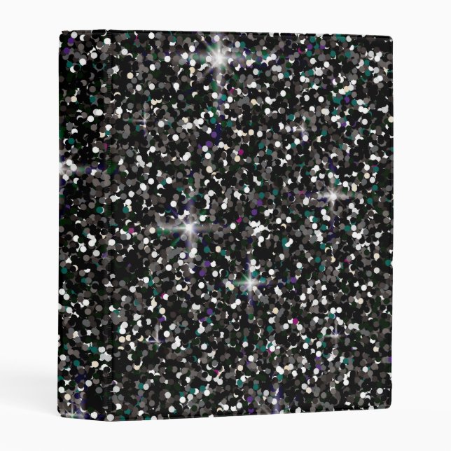 Black iridescent glitter mini binder (Front/Spine)