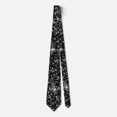 Black iridescent glitter neck tie