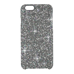 Black iridescent glitter clear iPhone 6/6S case
