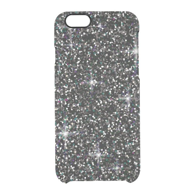 Black iridescent glitter uncommon iPhone case (Back)