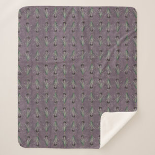 Black Iris on an antique tapestry Sherpa Blanket