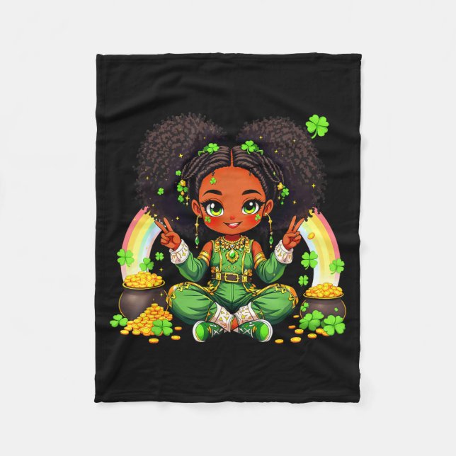 Black Irish Afro Black Girl African American St Pa Fleece Blanket (Front)