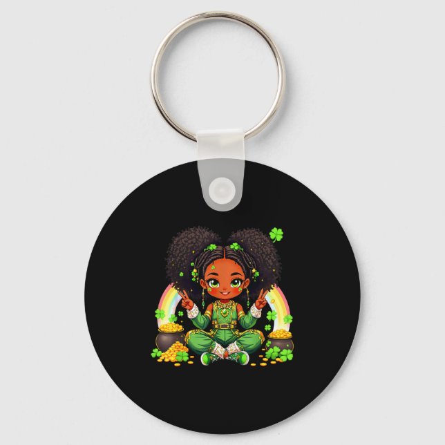 Black Irish Afro Black Girl African American St Pa Keychain (Front)