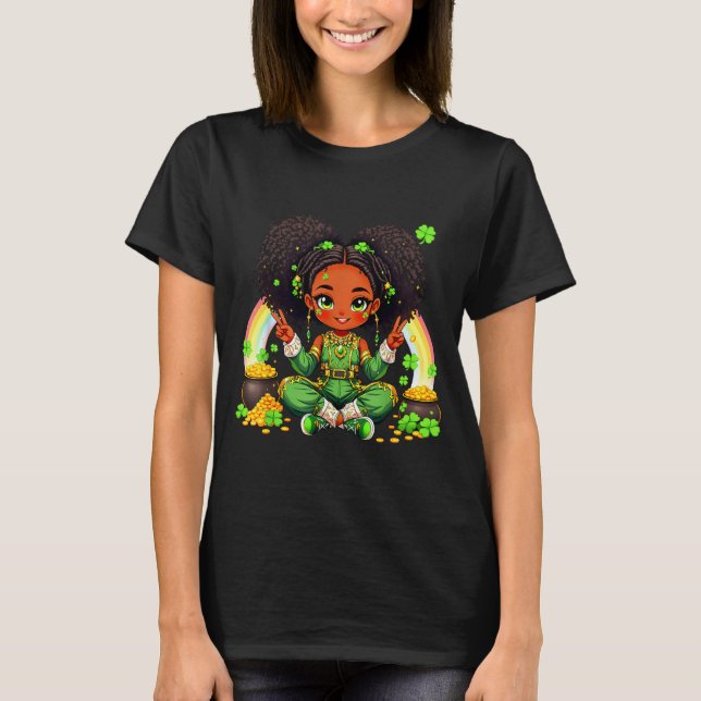 Black Irish Afro Black Girl African American St Pa T-Shirt (Front)