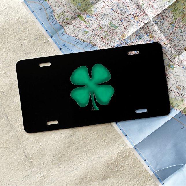 Black Irish aluminum car license plate (In Situ)