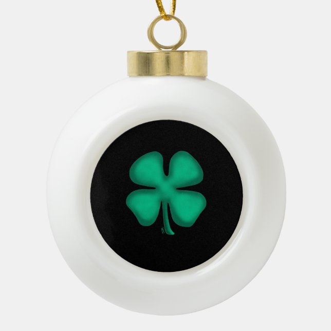 Black Irish ceramic ball ornament (Front)