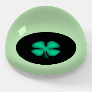 Black Irish Circle green glass dome paperweight