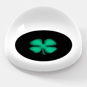 Black Irish Circle white glass dome paperweight
