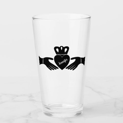 Black Irish Claddagh Ring Graphic Personalized Glass